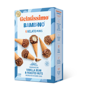Gelatissimo Bambino Minis - Vanilla Bean & Roasted Nuts 6-pack 180ml  (10/ctn) *NEW LOWER PRICE RRP $8.99