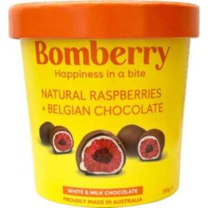 Bomberry - Raspberry White & Milk Choc 150g x 12/ctn